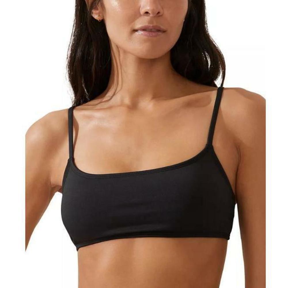 COTTON ON Women's Straight-Neck Cropped Bikini Top Black XL